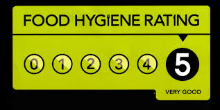 Food hygiene chart showing 5 stars (very good)